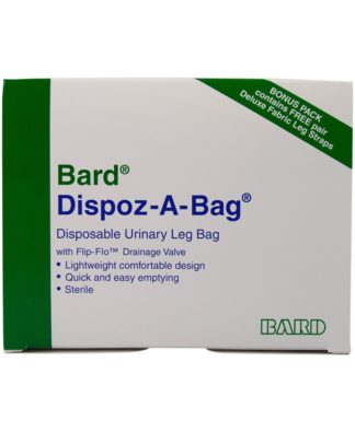 DISPOZ-a-BAG Urinary Leg Bag With Flip-Flo Valve  ( 4 Bag Bonus Pack with One Pair of Fabric Straps)