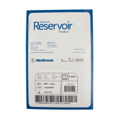 Medtronic Paradigm Pump Reservoir 1.8mL, Paradigm Connection, Traditional Luer Lock System, Silicone Membrane, For 5 Series Insulin Pumps