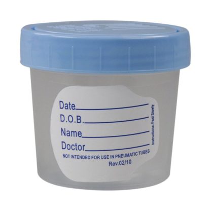 Medline Specimen Collection Container with Blue Patient I.D. Lid