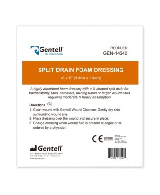 Gentell Non-Bordered Split Drain Foam Dressing