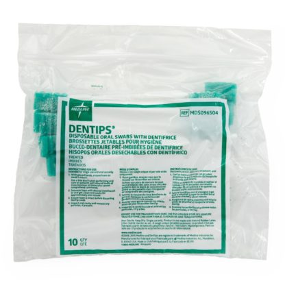 Dentips Treated Disposable Oral Swabs with Dentifrice (Green)