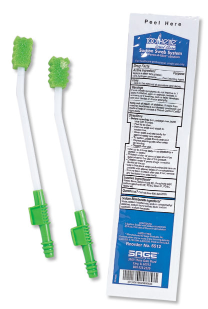 Sage Single-Use Oral Swab System with Perox-A-Mint Solution without Mouth Moisturizer