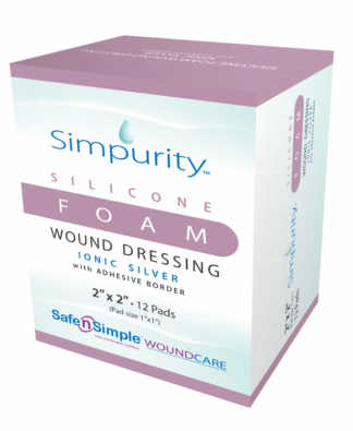 Simpurity Silicone Foam Wound Dressing with Ionic Silver and Adhesive Border