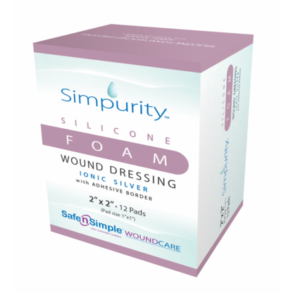 Simpurity Silicone Foam Wound Dressing with Ionic Silver and Adhesive Border